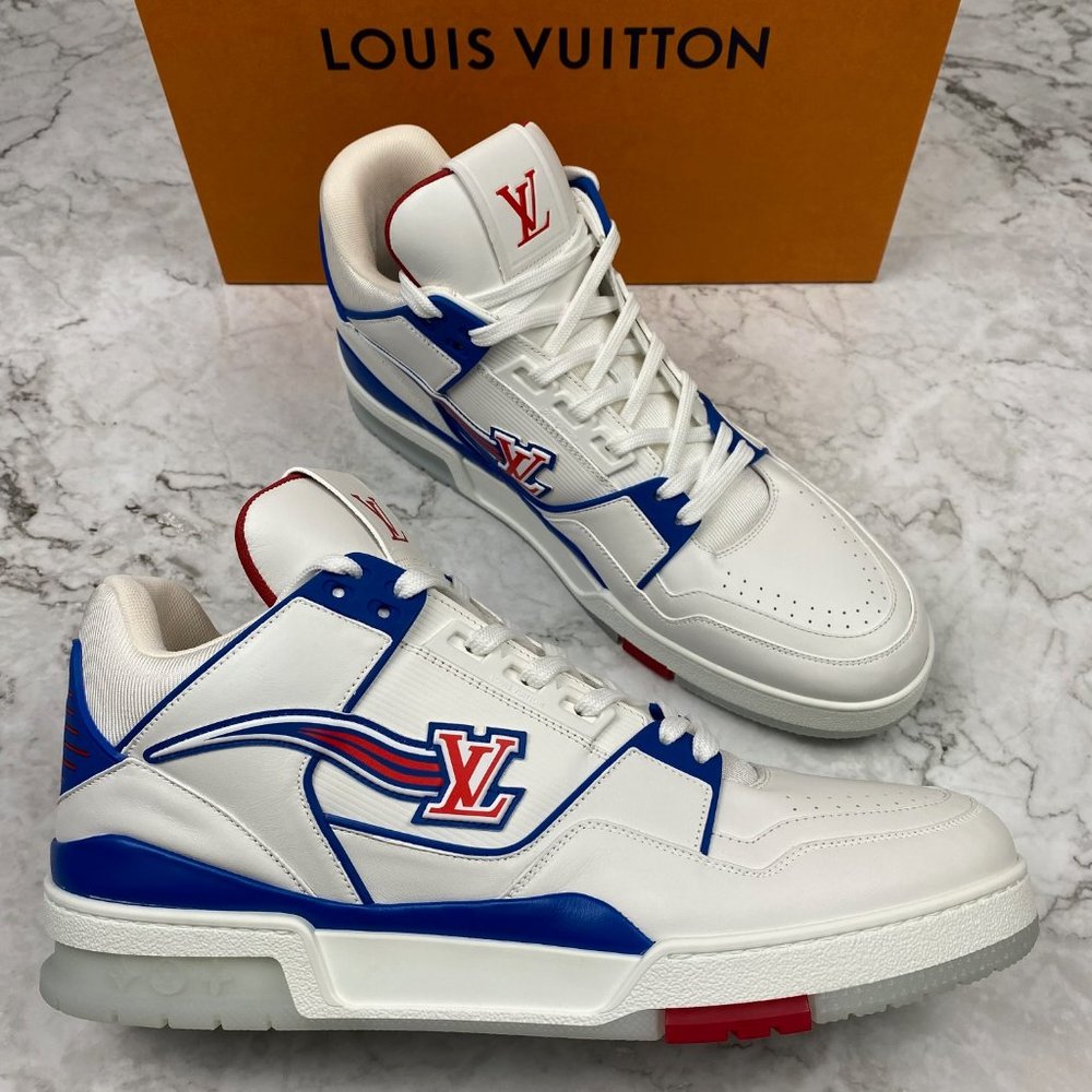 Louis Vuitton Trainer Sneaker White Red Blue 12